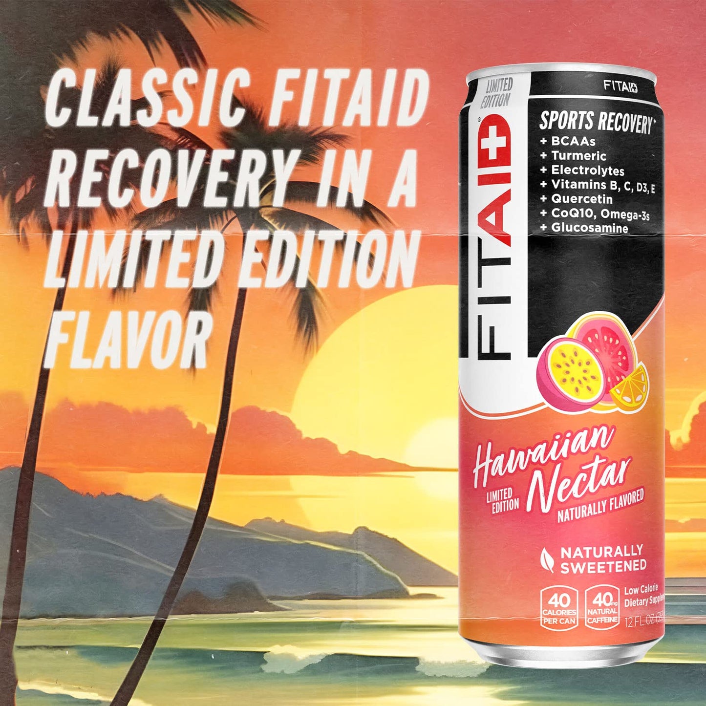 FITAID Recovery Drink, Hawaiian Nectar, BCAAs & Electrolytes (12 Pack)