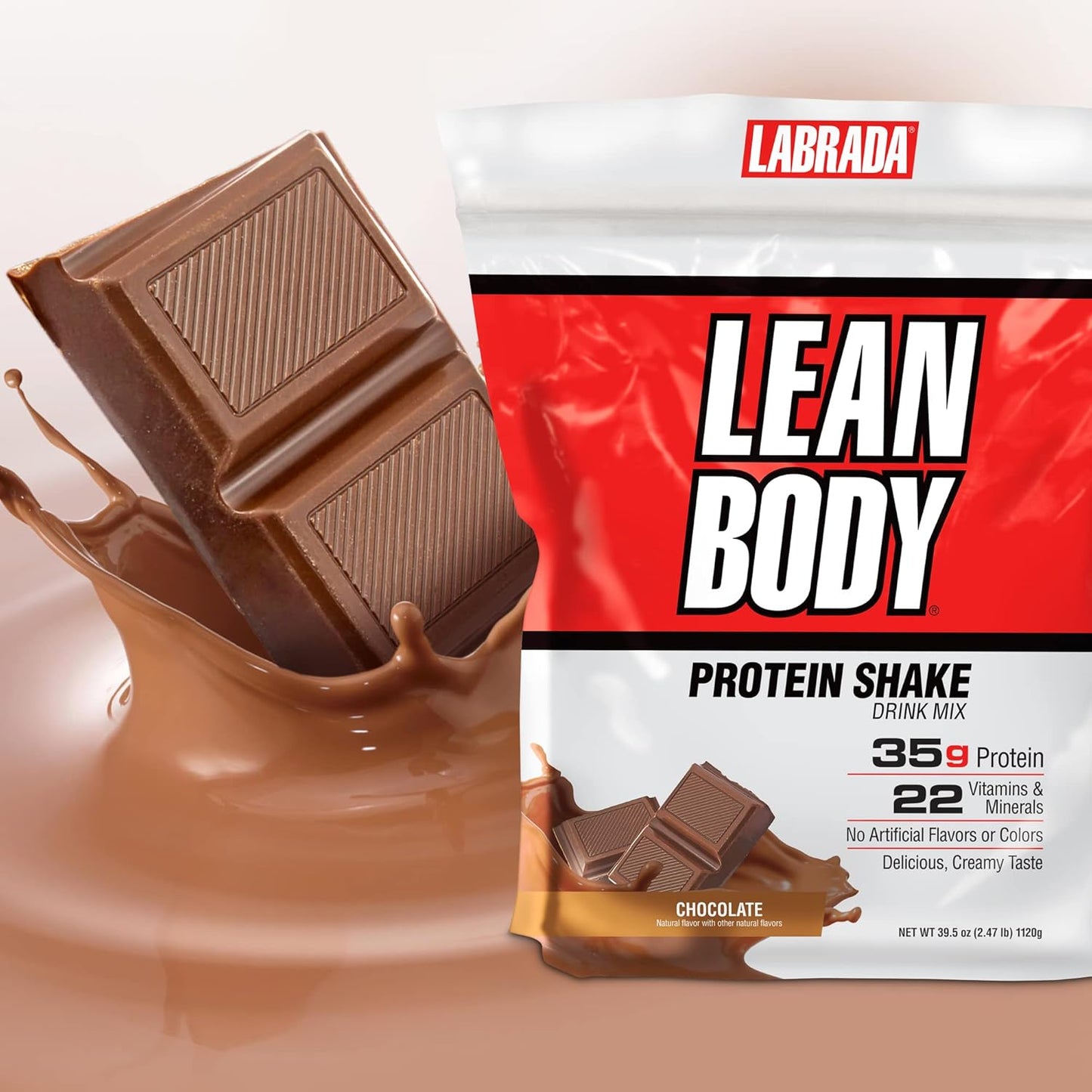 Labrada Lean Body Chocolate Meal Replacement Shake (2.47lb Tub, Pack of 1)
