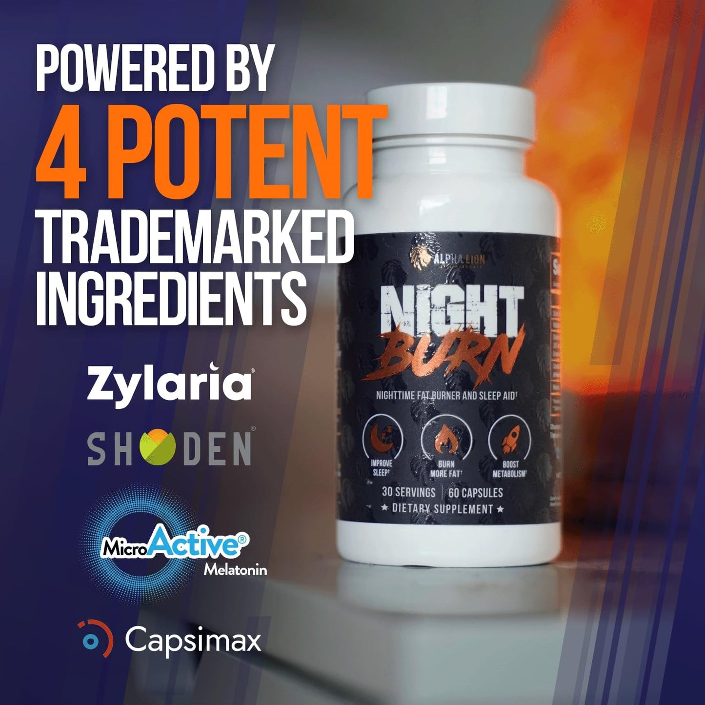Alpha Lion Night Burn Sleep Aid & Metabolism Booster (60 Capsules)