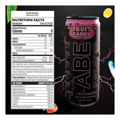 Black Sugar-Free Energy Drink, Fruit Candy Flavor (12 Pack, 200mg Caffeine)