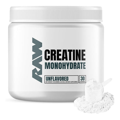 RAW Nutrition Creatine Monohydrate Powder, Unflavored (30 Servings)
