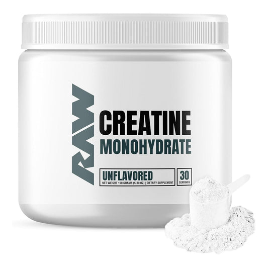 RAW Nutrition Creatine Monohydrate Powder, Unflavored (30 Servings)