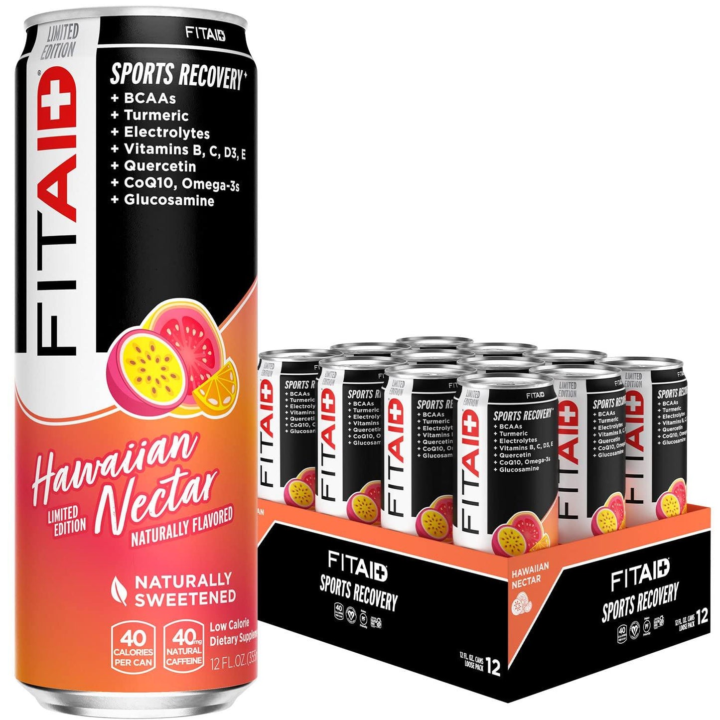 FITAID Recovery Drink, Hawaiian Nectar, BCAAs & Electrolytes (12 Pack)