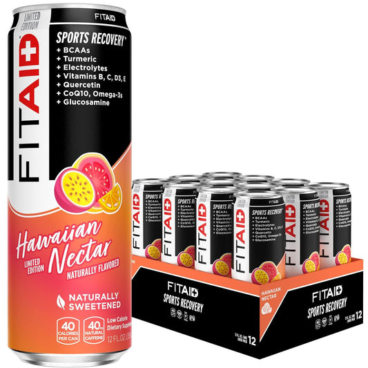 FITAID Recovery Drink, Hawaiian Nectar, BCAAs & Electrolytes (12 Pack)