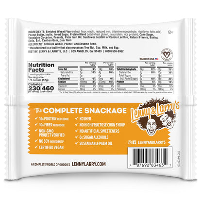 Lenny & Larry's Peanut Butter Complete Cookie, Vegan, 16g Protein (12 Pack)