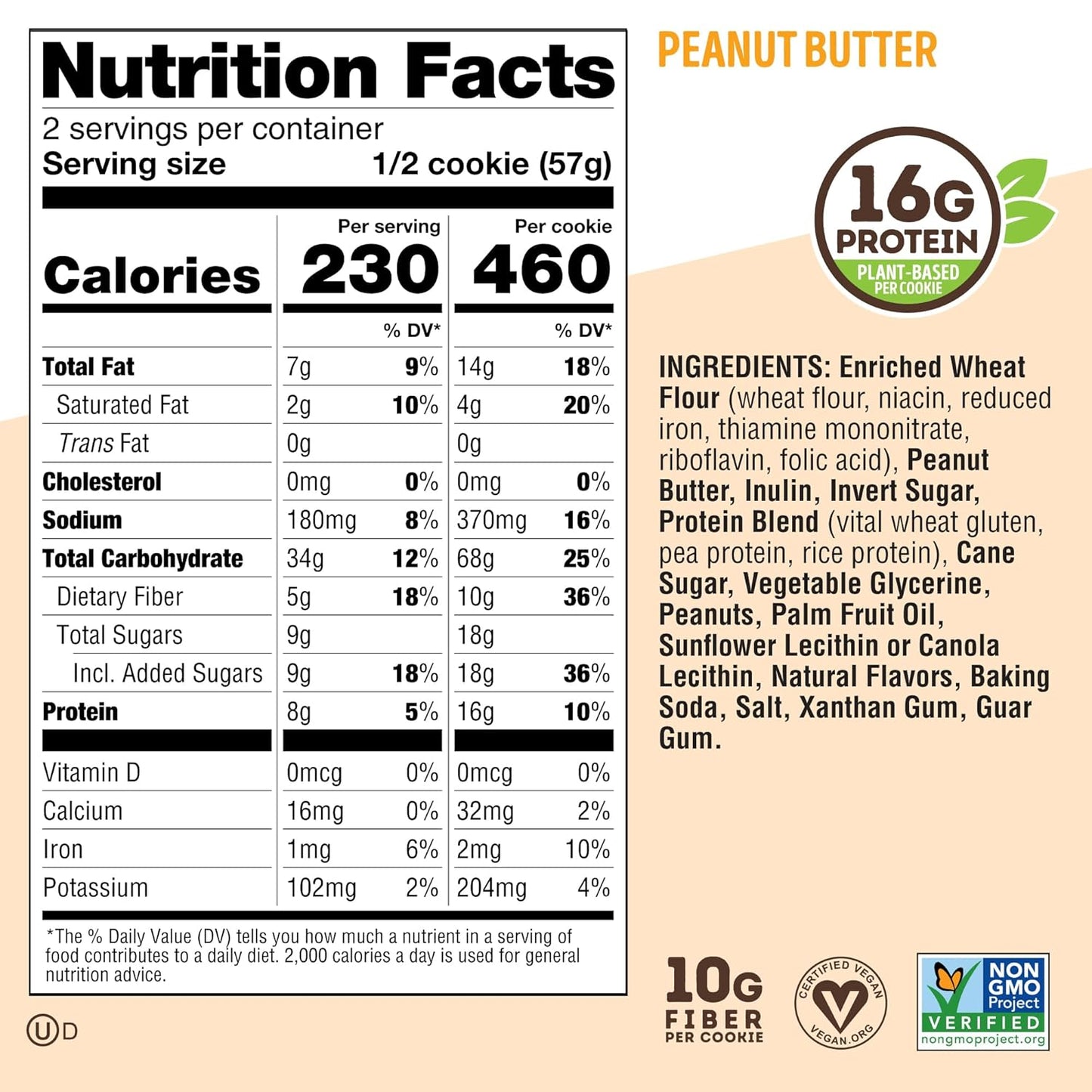 Lenny & Larry's Peanut Butter Complete Cookie, Vegan, 16g Protein (12 Pack)