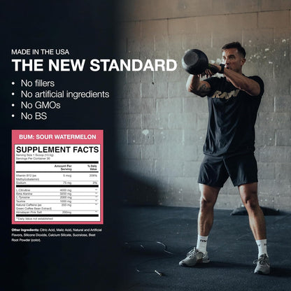 RAW Essential Pre-Workout - Sour Watermelon, Energy & Focus Blend (40 Servings)