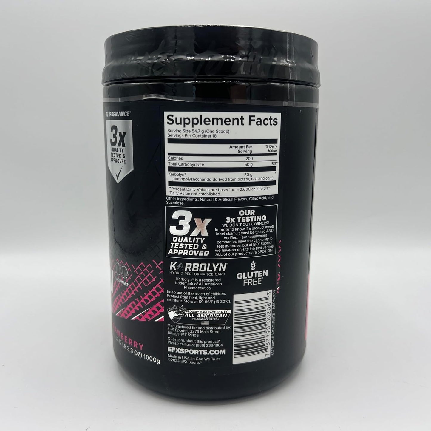 EFX Sports Karbolyn Fuel - Fast Absorbing Carb Powder for Energy & Recovery (Strawberry, 18 Servings)