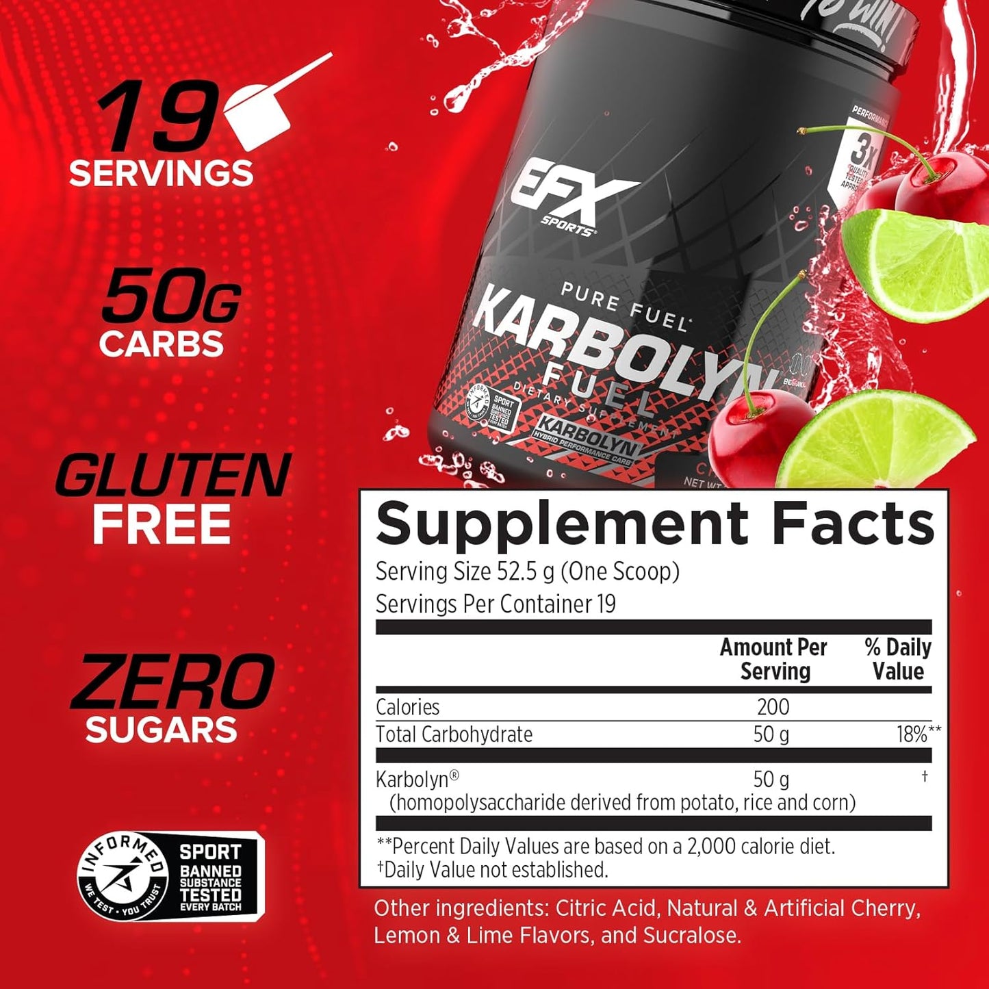 EFX Sports Karbolyn Fuel - Carb Load & Recovery, Stimulant-Free (18 Servings)