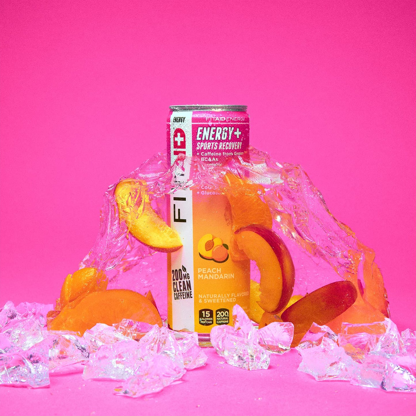 FITAID ENERGY Peach Mandarin, 200mg Caffeine, Keto, Vegan, 12oz (12 Pack)