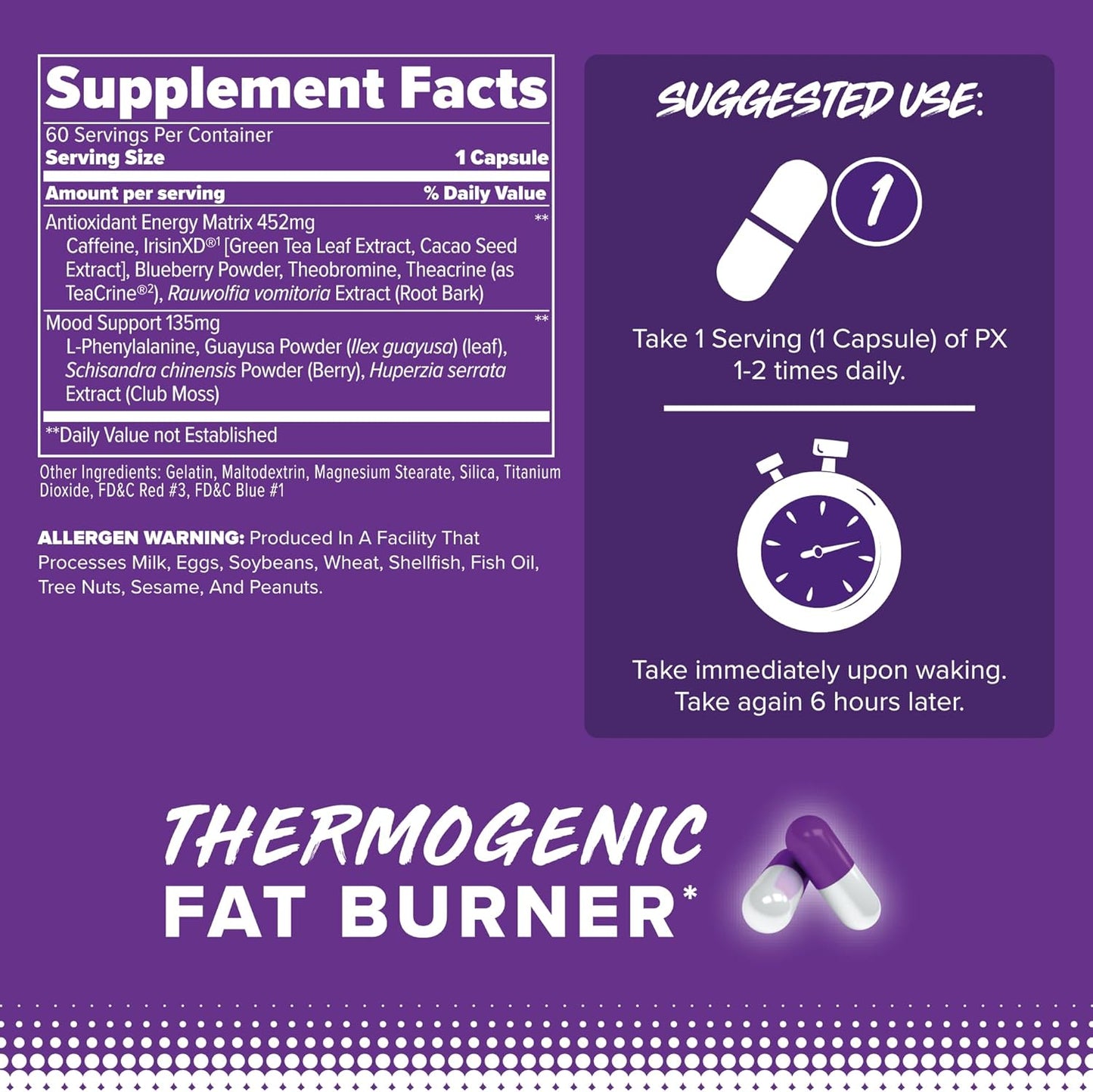 FINAFLEX PX PRO Xanthine Thermogenic, Energy & Focus Support (60 Caps)