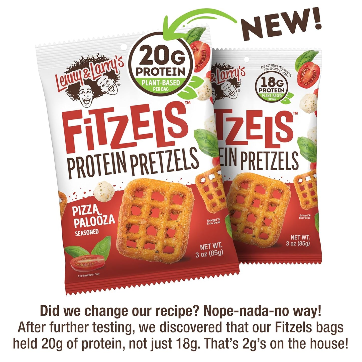 Lenny & Larry's Pizza Palooza Pretzel Snacks, Vegan, 20g Protein (8 Bags, 3oz)