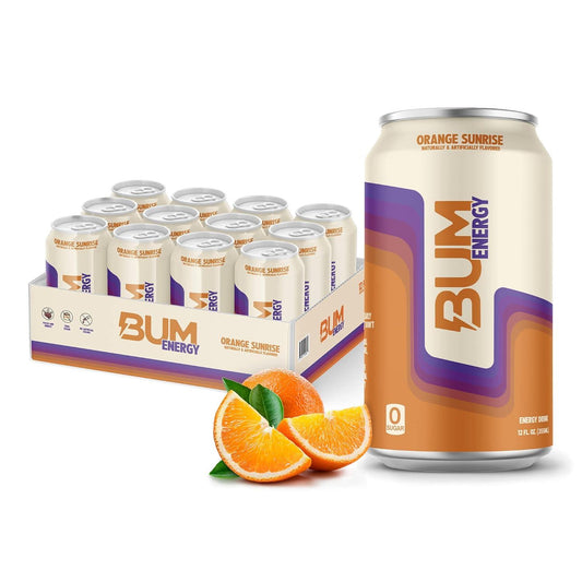 BUM Orange Sunrise Sugar-Free Energy Drink (12 oz, Pack of 12)