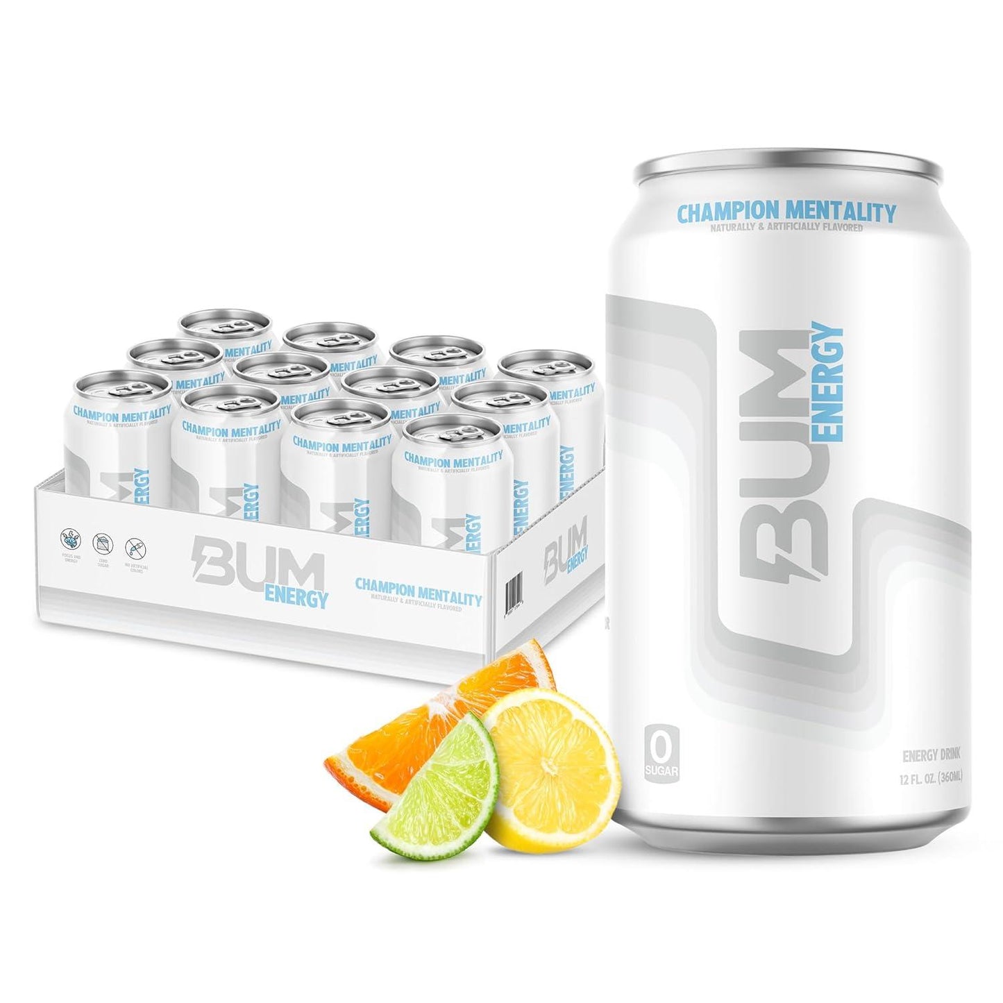 BUM Champion Mentality Sugar-Free Energy Drink (12 oz, Pack of 12)