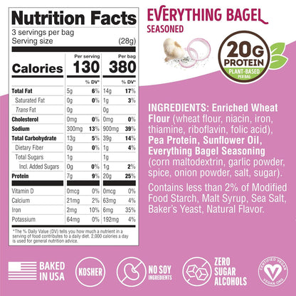 Lenny & Larry's Everything Bagel FITZELS - Vegan Protein Pretzels (8 Bags, 3oz)