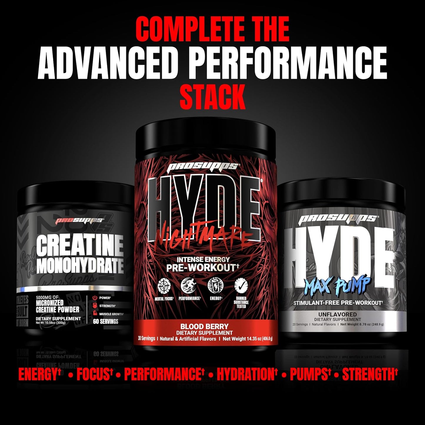 PROSUPPS Hyde Nightmare Pre-Workout - Intense Energy & Focus (30 Servings)