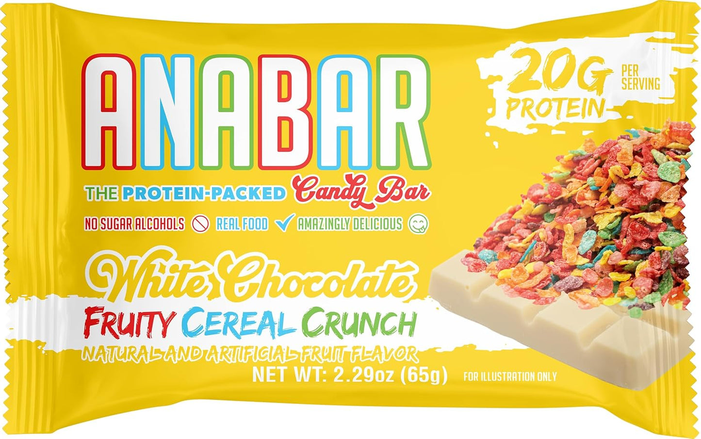 Anabar Protein Bar, 20g Protein, No Sugar Alcohols (12 Bars, White Choc Fruity)