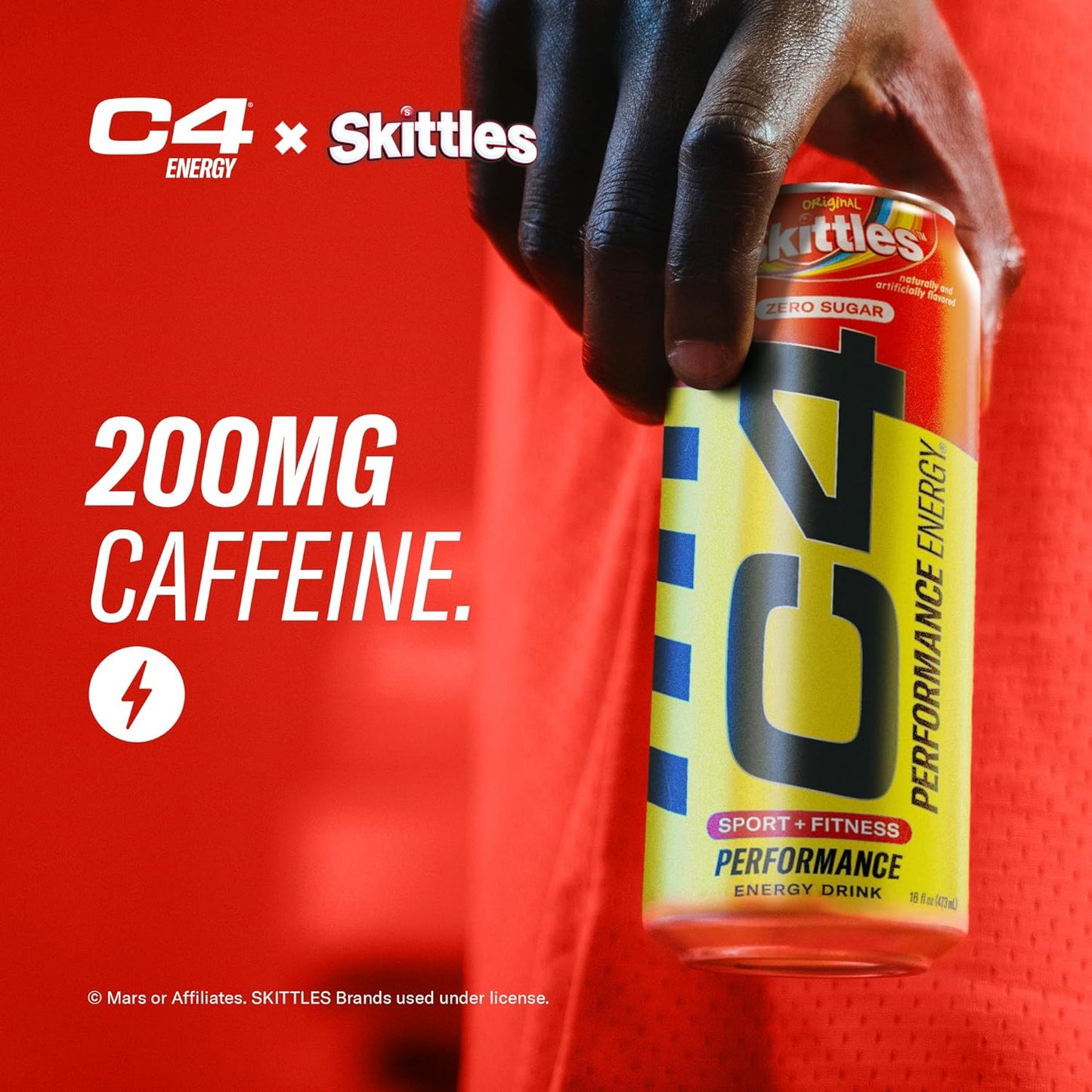 Cellucor C4 Skittles Flavor Energy Drink, Zero Sugar, Preworkout (16 Fl Oz, 12 Pack)