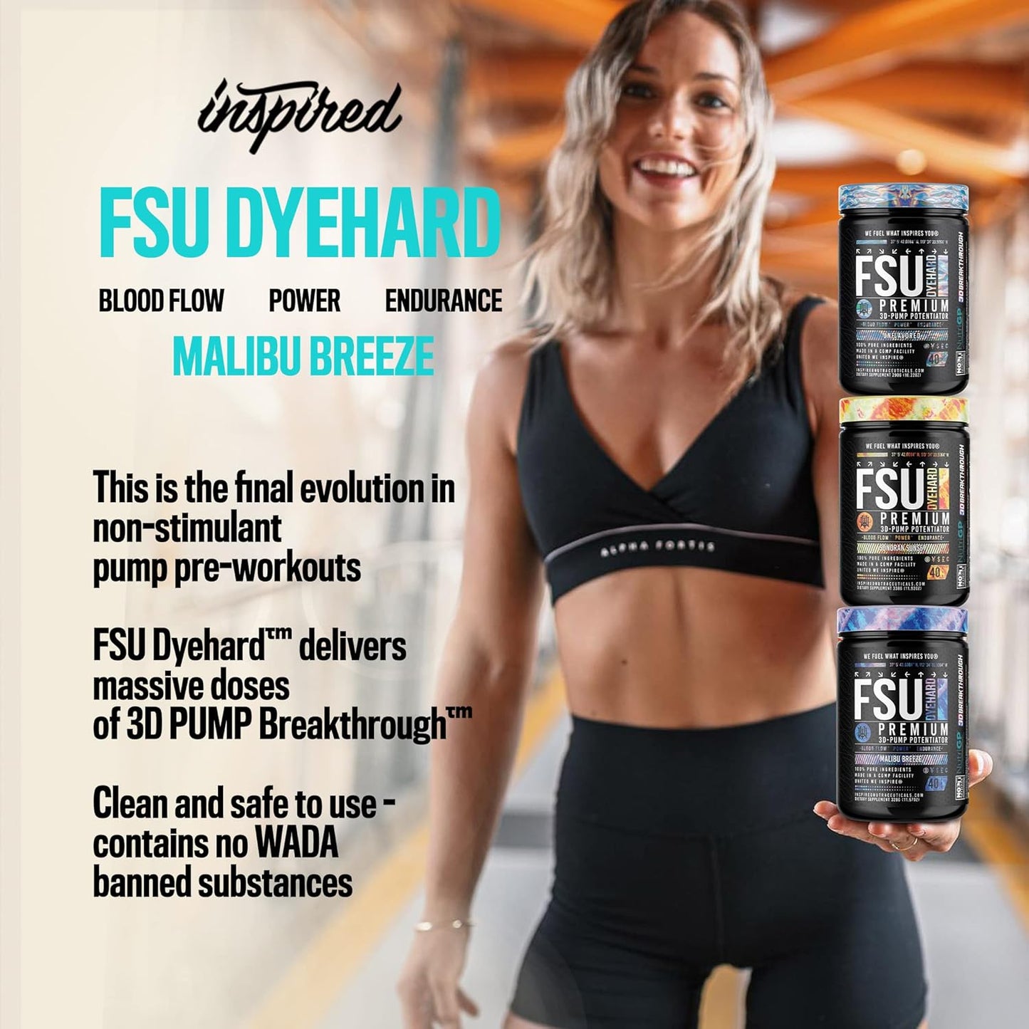 Inspired Nutraceuticals FSU DYEHARD Non-Stim Pre-Workout (Malibu Breeze)