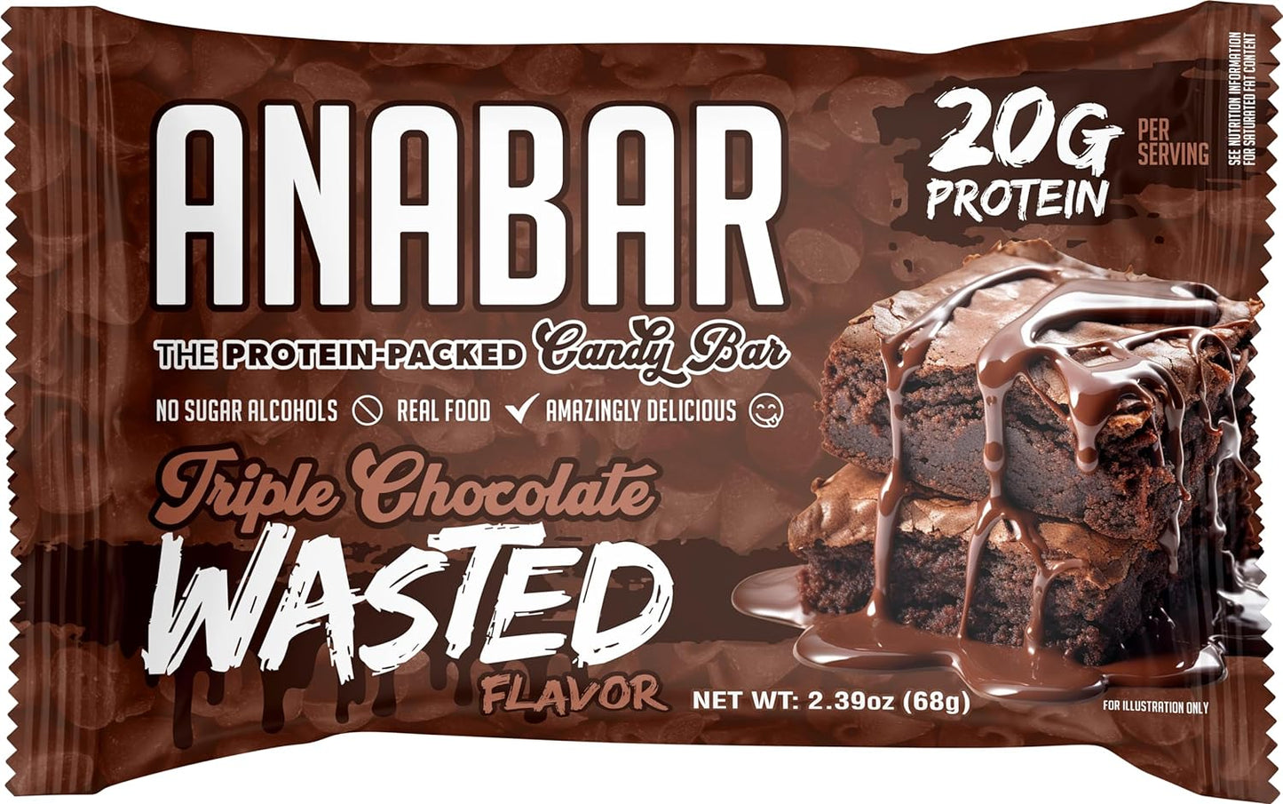Anabar Protein Bar, Triple Chocolate, 20g Protein, No Sugar Alcohols (12 Bars)