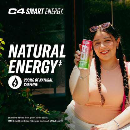 Cellucor C4 Smart Energy Drink, Sugar-Free & Nootropic, Strawberry Guava (12 Oz, 12 Pack)