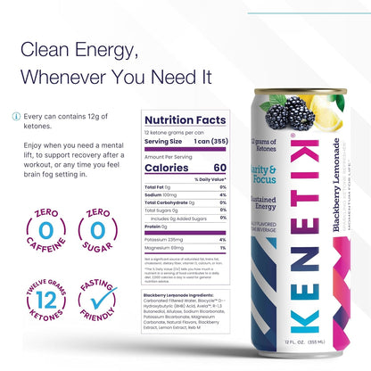 KENETIK Nootropic Ketone Drink, Energy & Focus, Pineapple Passionfruit (12 Pk)