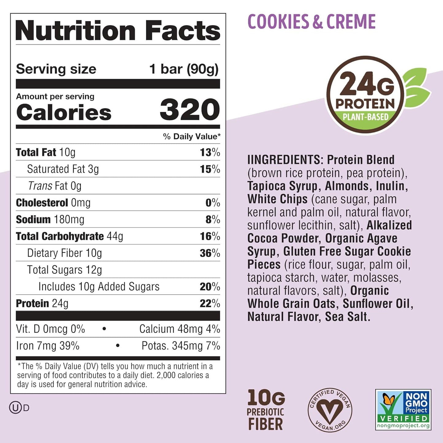 Lenny & Larry's Cookie-fied BIG BAR, Cookies & Creme (12-Pack, 90g)