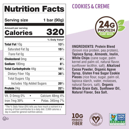 Lenny & Larry's Cookie-fied BIG BAR, Cookies & Creme (12-Pack, 90g)