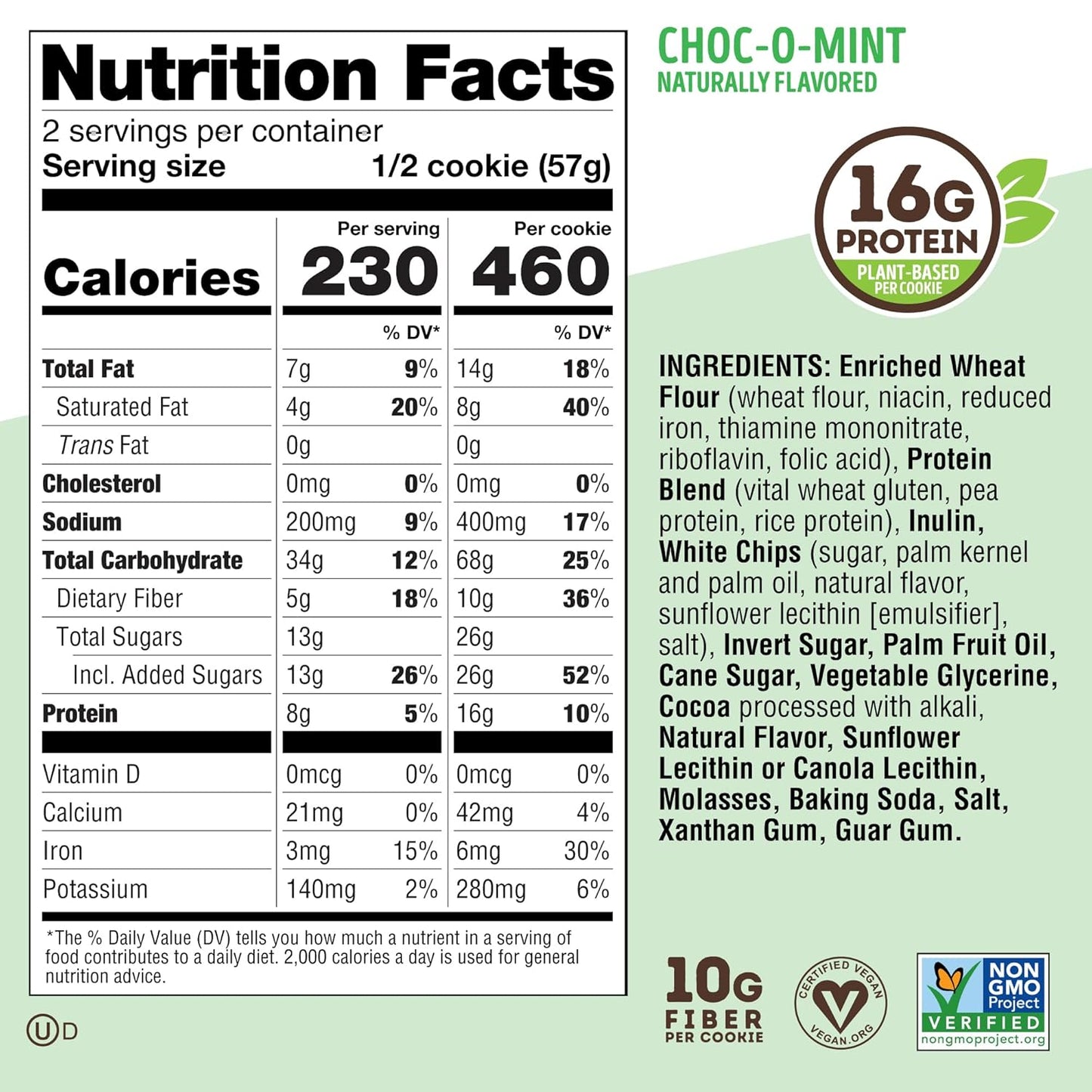 Lenny & Larry's Choc-O-Mint Complete Cookie, Vegan, 16g Protein (12 Pack)
