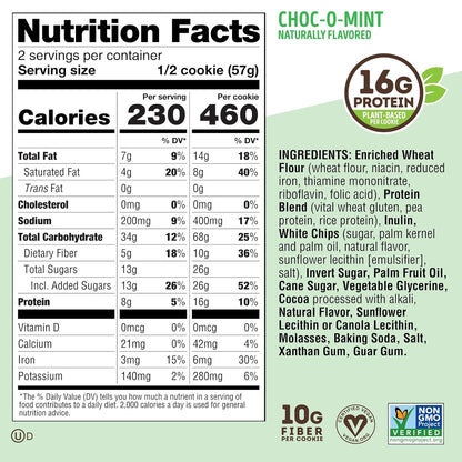 Lenny & Larry's Choc-O-Mint Complete Cookie, Vegan, 16g Protein (12 Pack)