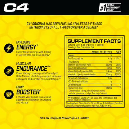 Cellucor C4 Original Pre Workout Powder, Watermelon (30 Servings)