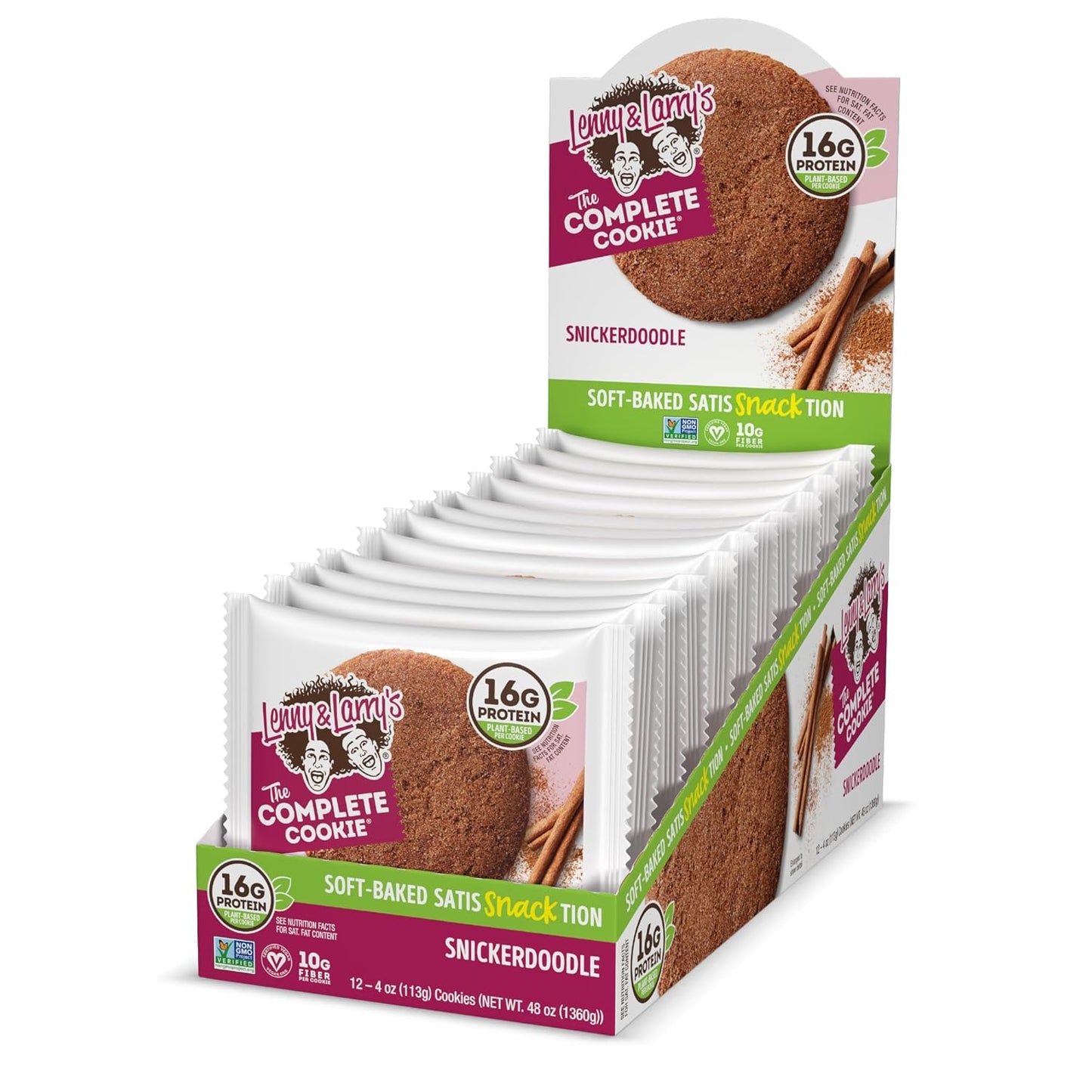 Lenny & Larry's Snickerdoodle Complete Cookie, Vegan, 16g Protein (12 Pack)