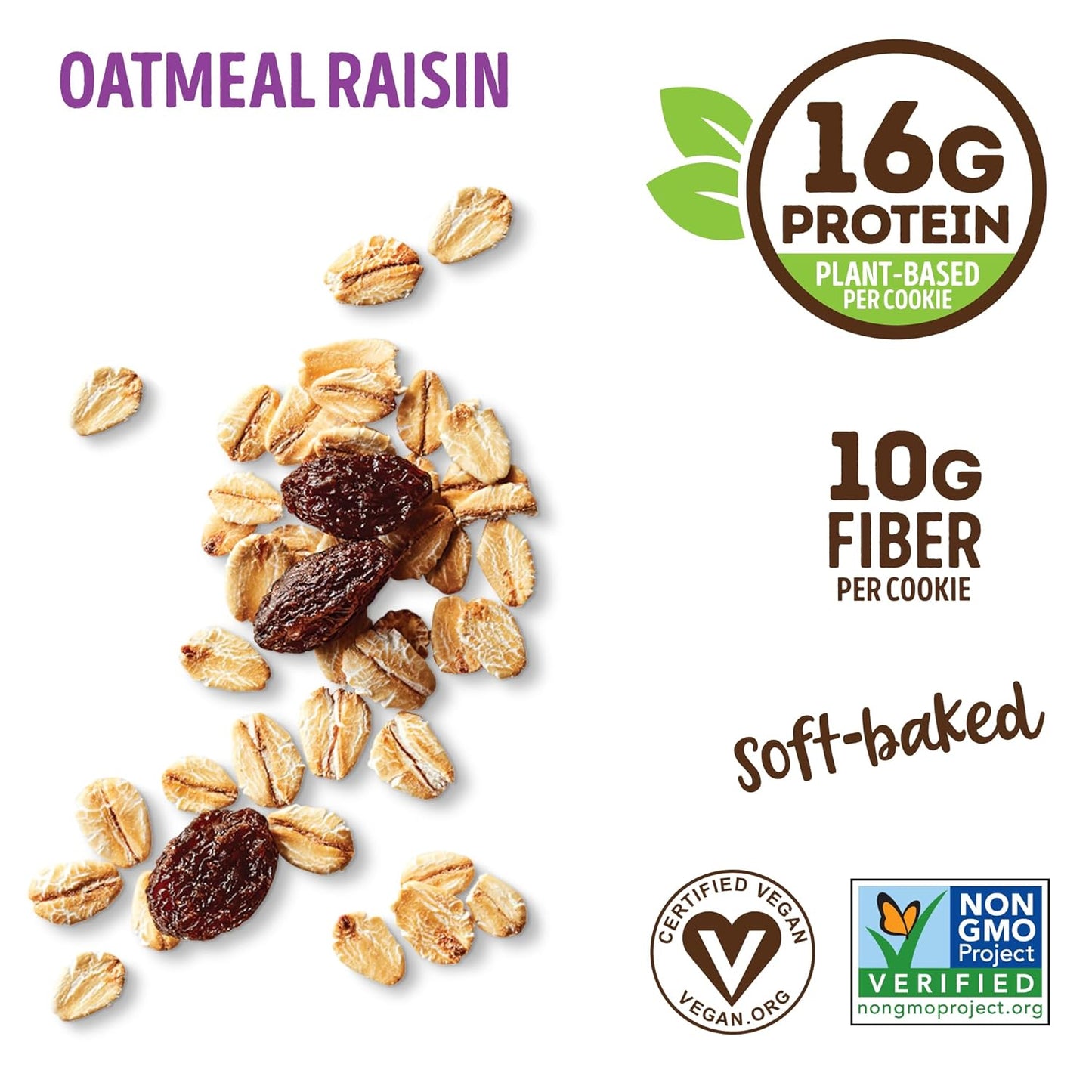Lenny & Larry's Oatmeal Raisin Complete Cookie, Vegan, 16g Protein (12 Pack)
