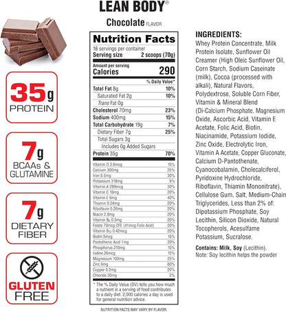 Labrada Lean Body Chocolate Meal Replacement Shake (2.47lb Tub, Pack of 1)