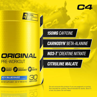 Cellucor C4 Original Pre Workout Powder, ICY Blue Razz (30 Servings)