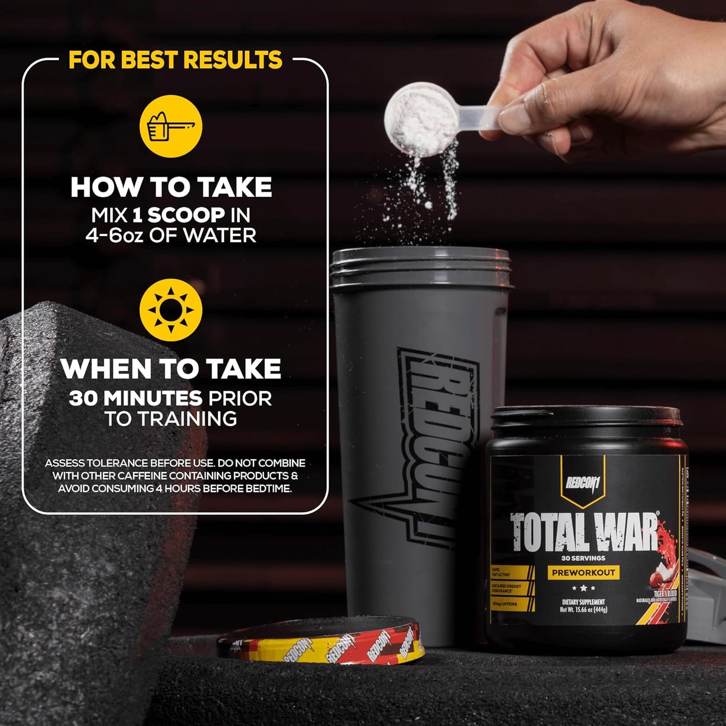 REDCON1 Total War Pre Workout, Baja Bomb - 320mg Caffeine, Keto (30 Servings)