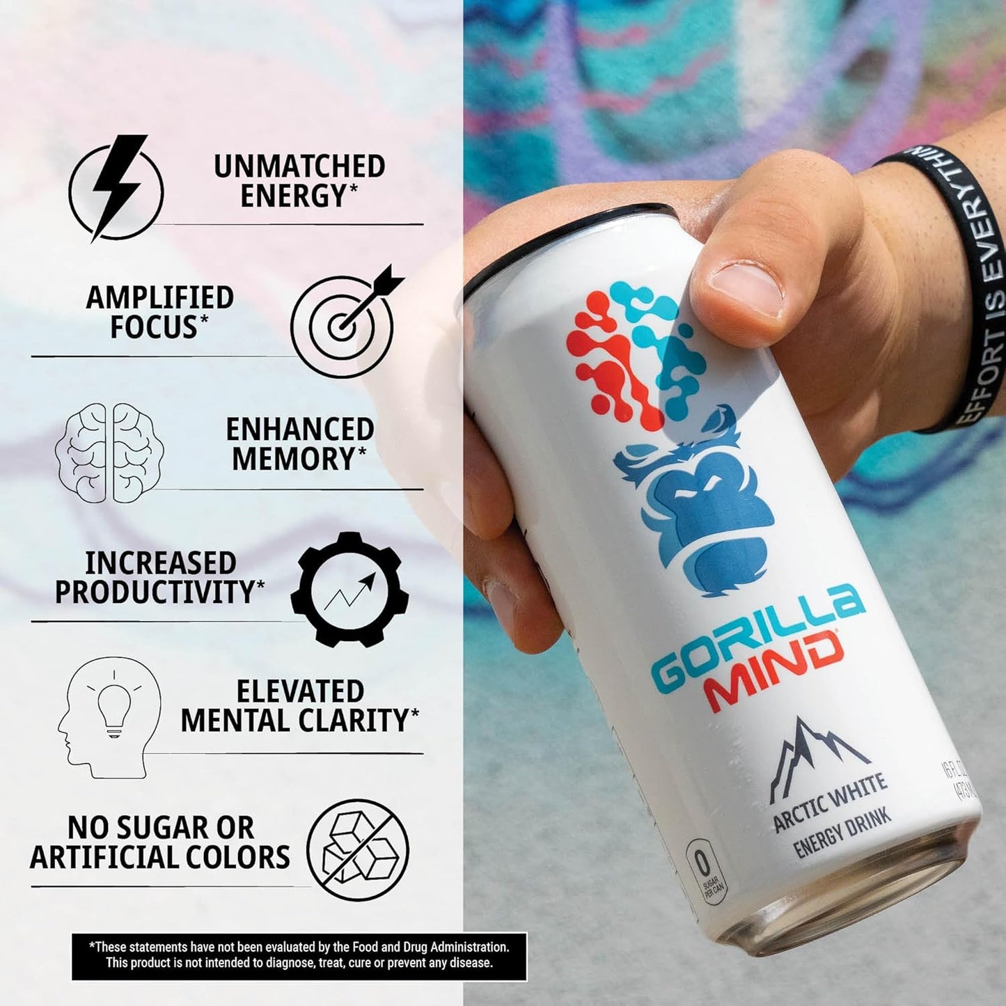Gorilla Mind Energy Drink with Amplified Focus, Zero Sugar (Black Cherry Vanilla, 16oz, 12-Pack)