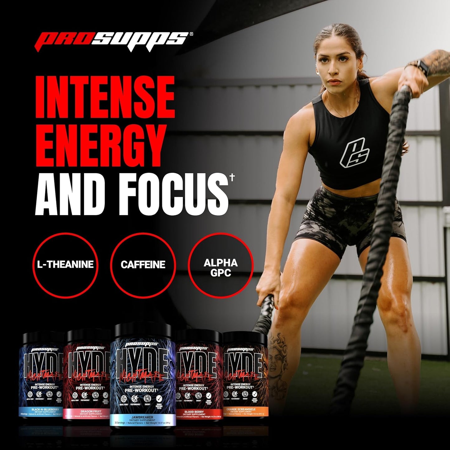 PROSUPPS Hyde Nightmare Pre-Workout - Intense Energy & Focus (30 Servings)