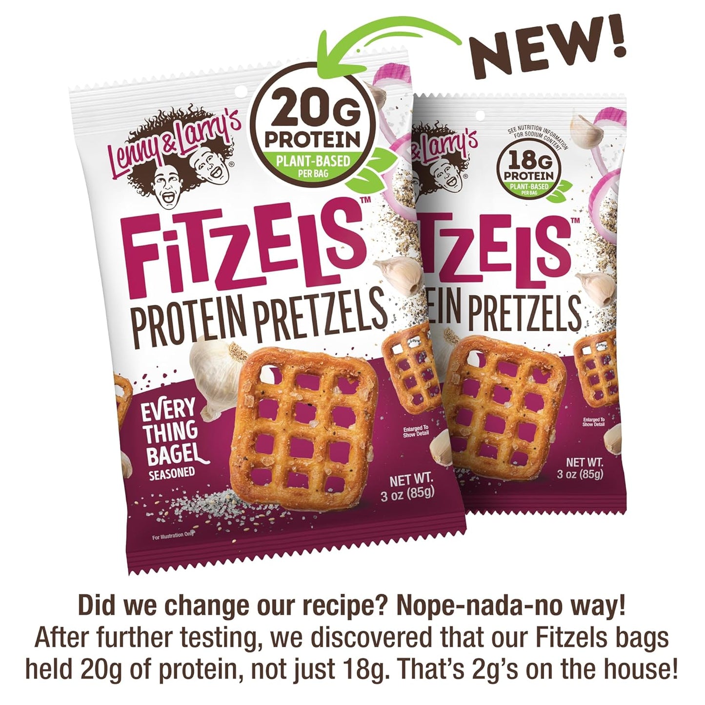 Lenny & Larry's Everything Bagel FITZELS - Vegan Protein Pretzels (8 Bags, 3oz)