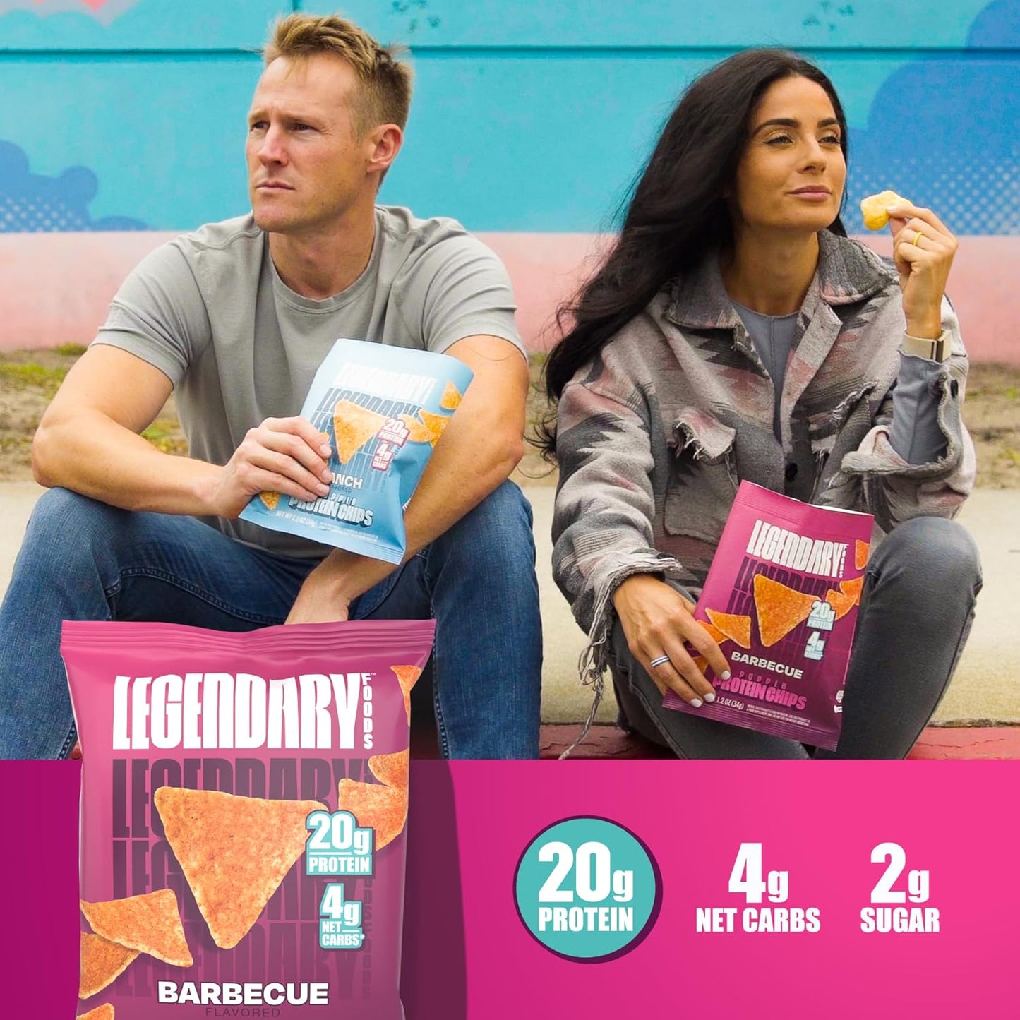 Legendary Foods BBQ Protein Chips - Keto, Gluten-Free Taco Snacks (7 Pack, 1.2oz)