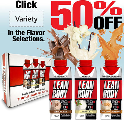 LABRADA Lean Body Chocolate Protein Shake, 0 Sugar, Gluten Free (17 Fl Oz, Pack of 12)