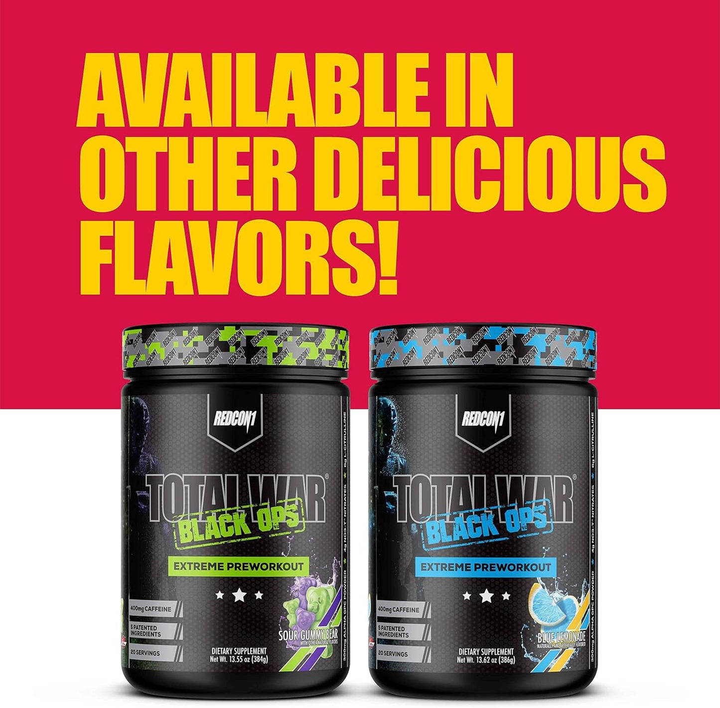 REDCON1 Total War Black Ops Preworkout, Tigers Blood, 400mg Caffeine (20 Servings)