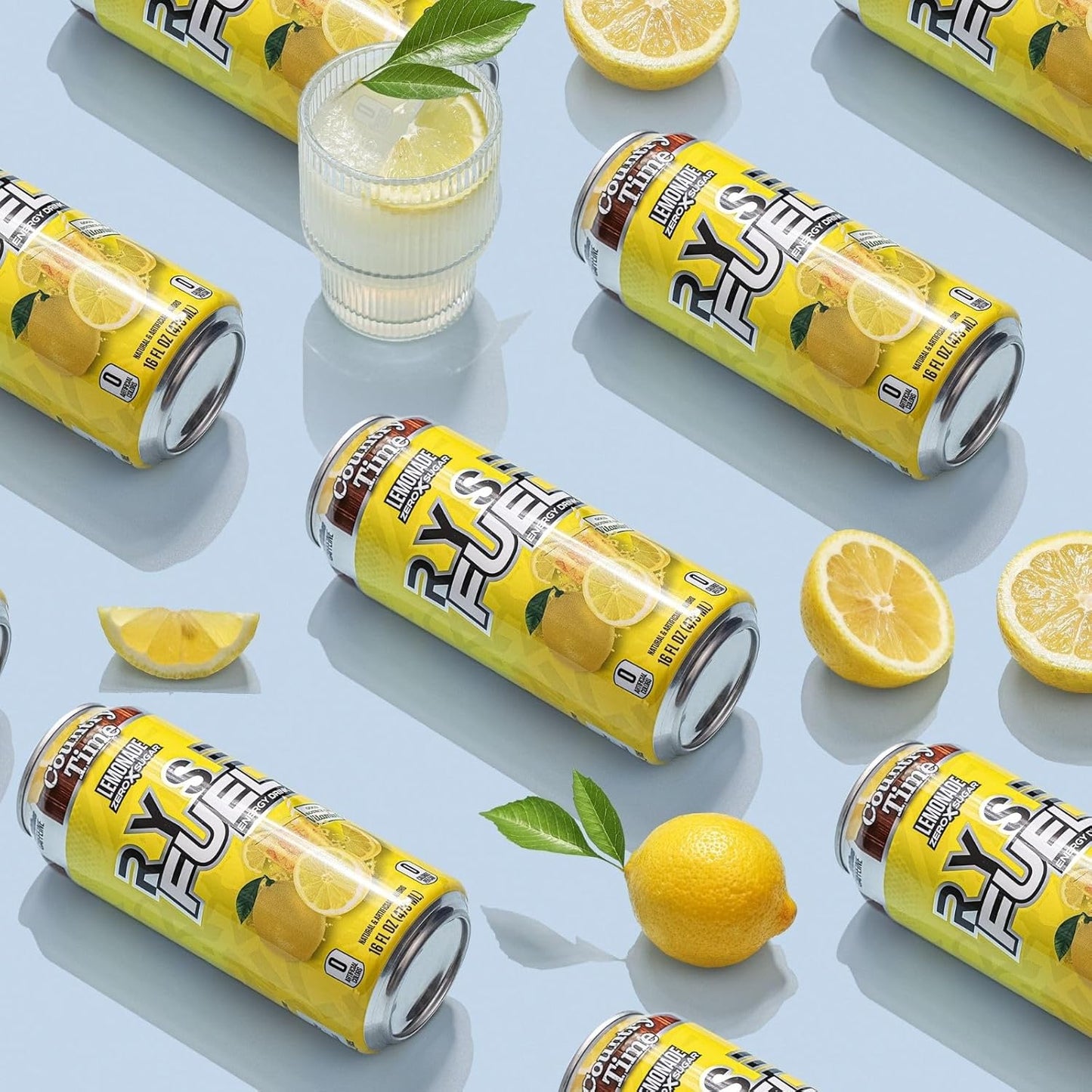RYSE Fuel Energy Drink, Sugar-Free, Vegan, Gluten-Free, Low Calorie, No Artificial Colors (12 Pack, Country Time Lemonade)