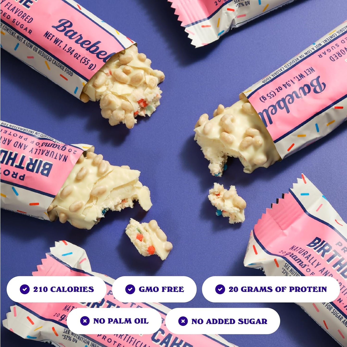 Barebells Birthday Cake Protein Bars, 20g Protein, 1g Sugar (12ct, 1.9oz)