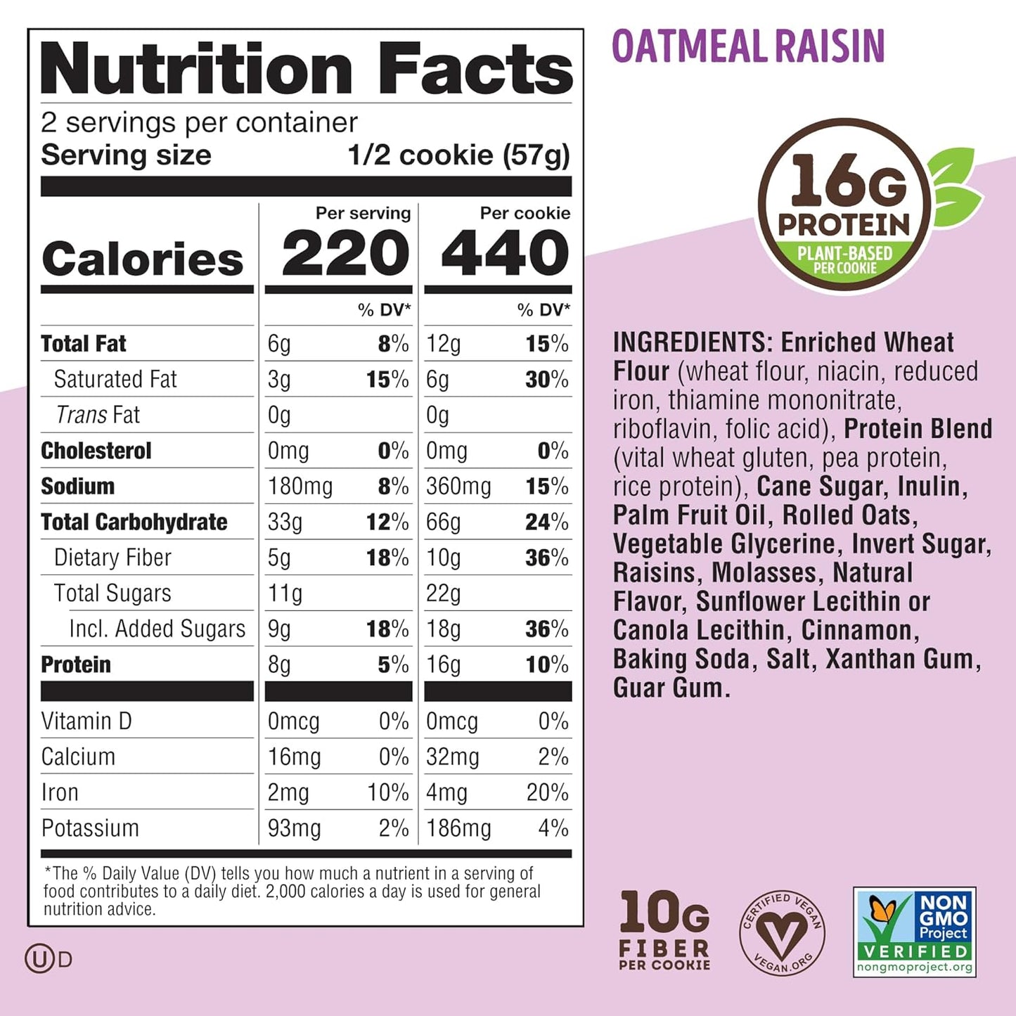 Lenny & Larry's Oatmeal Raisin Complete Cookie, Vegan, 16g Protein (12 Pack)