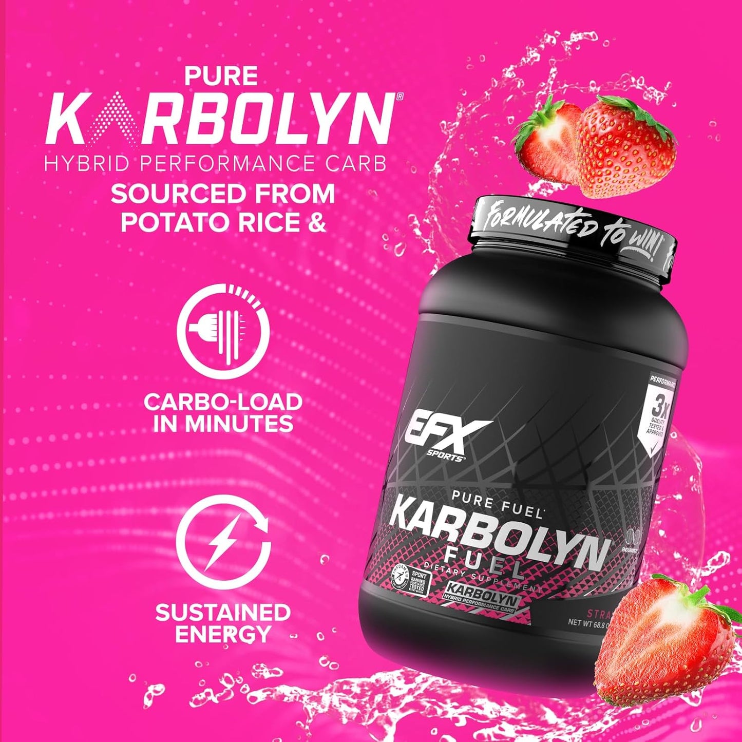 EFX Sports Karbolyn Fuel - Fast Absorbing Carb Powder for Energy & Recovery (37 Servings, Strawberry)