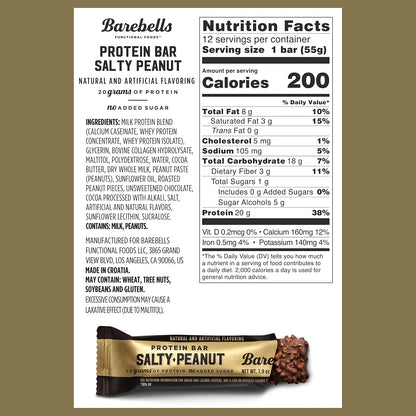 Barebells Salty Peanut Protein Bars, 20g Protein, 1g Sugar (12 Count, 1.94oz)