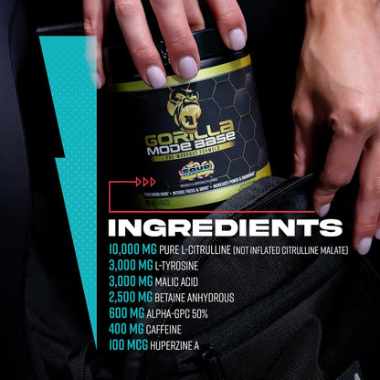 Gorilla Mode Pre-Workout for Focus, Endurance & Power (360g, Watermelon)