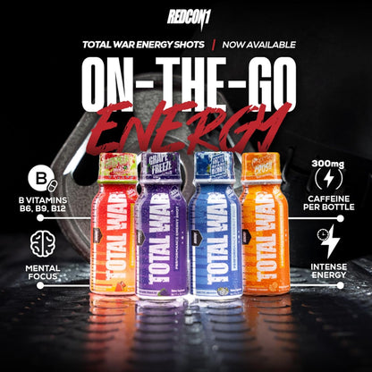 REDCON1 Total War Energy Shots - 300mg Caffeine, 0 Sugar, Orange Crush (12ct)
