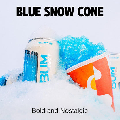 BUM Blue Snow Cone Sugar-Free Energy Drink (12 oz, Pack of 12)